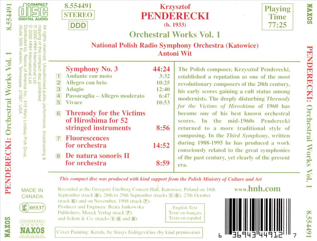 Penderecki: Orchestral Works Vol. 1 cover art