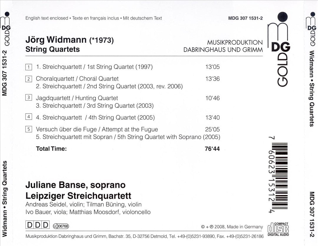 Jörg Widmann: String Quartets cover art