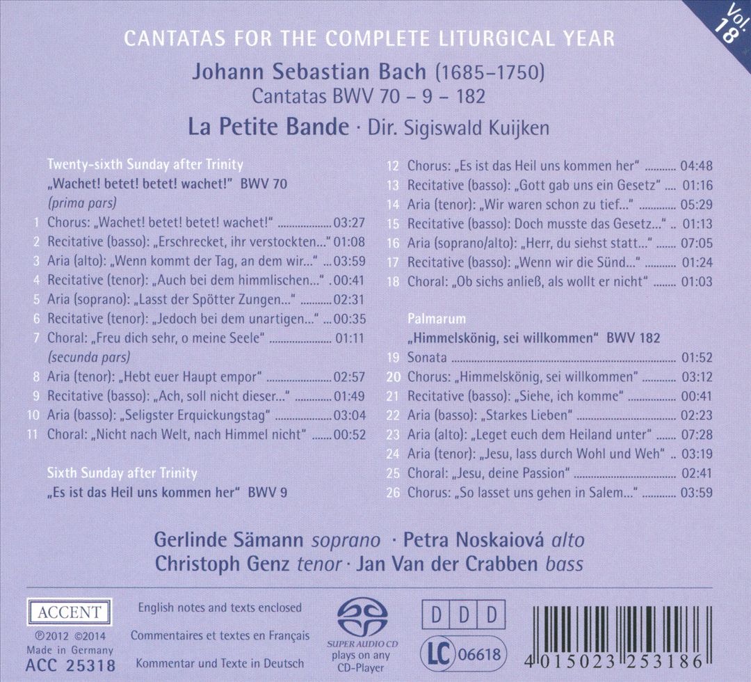 Bach: Himmelskönig, sei willkommen - Cantatas, BWV 70, 9 & 182 cover art