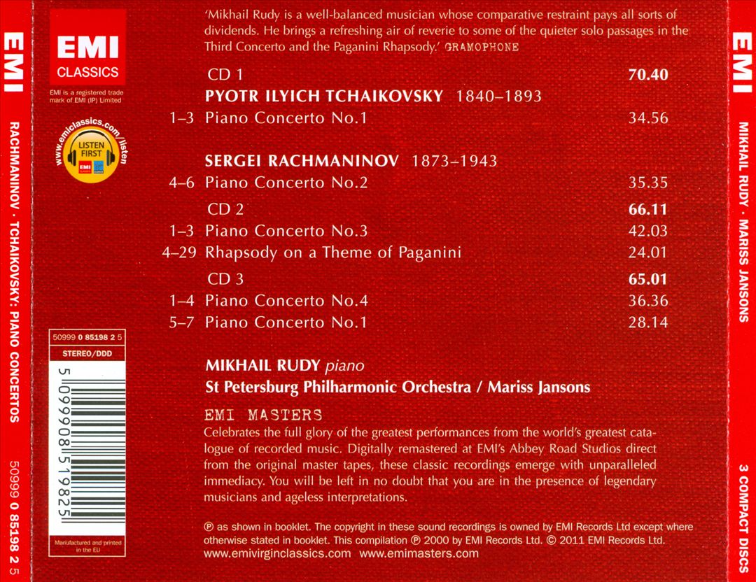 Rachmaninov: Piano Concertos Nos. 1-4; Rhapsody on a Theme of Paganini; Tchaikovsky: Piano Concerto No. 1 cover art