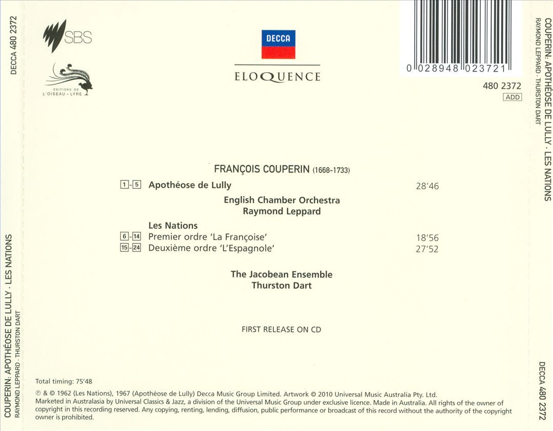 Couperin: Apothéose de Lully; Les Nations cover art