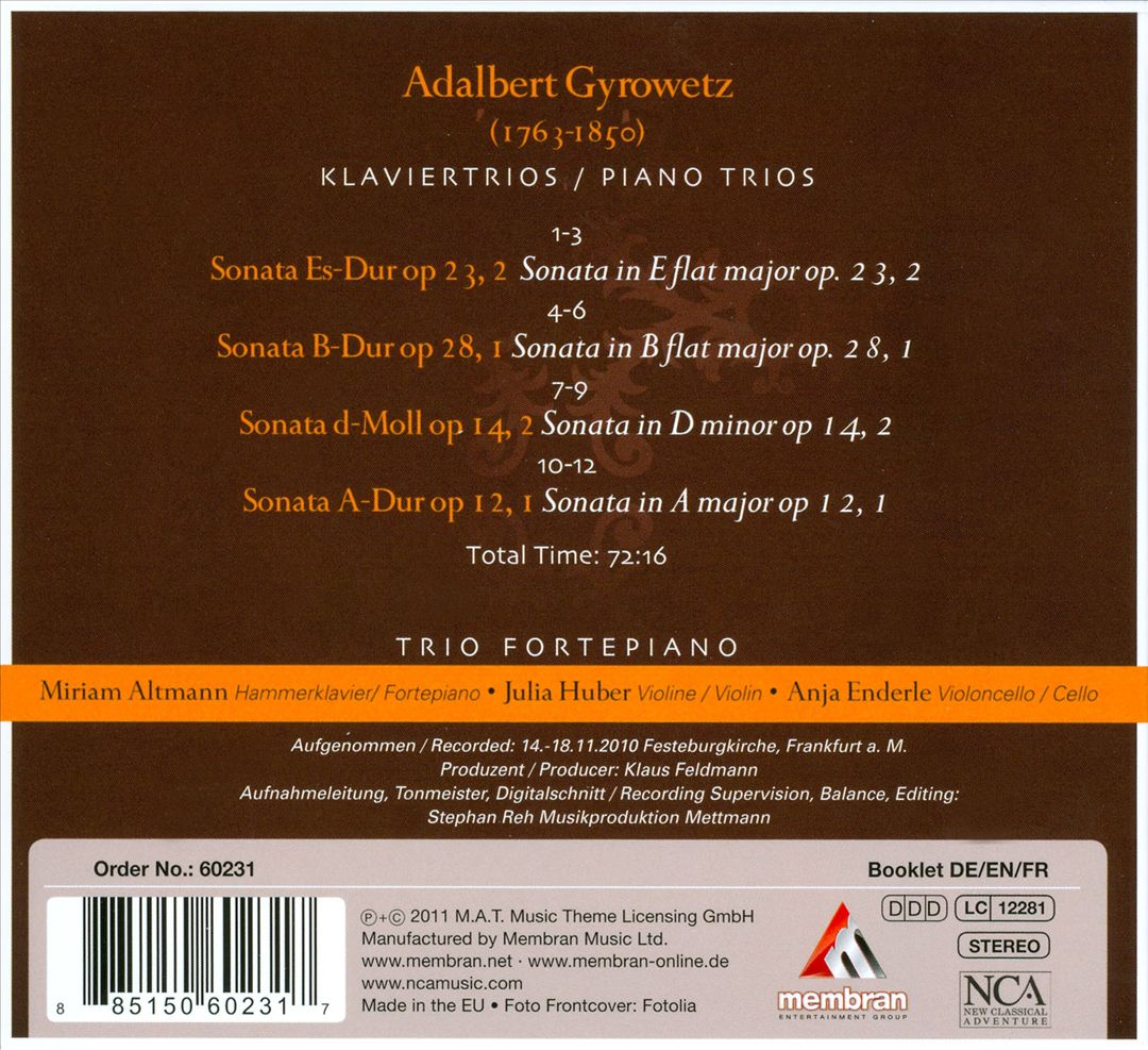 Adalbert Gyrowetz: Piano Trios cover art