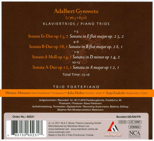 Adalbert Gyrowetz: Piano Trios cover art