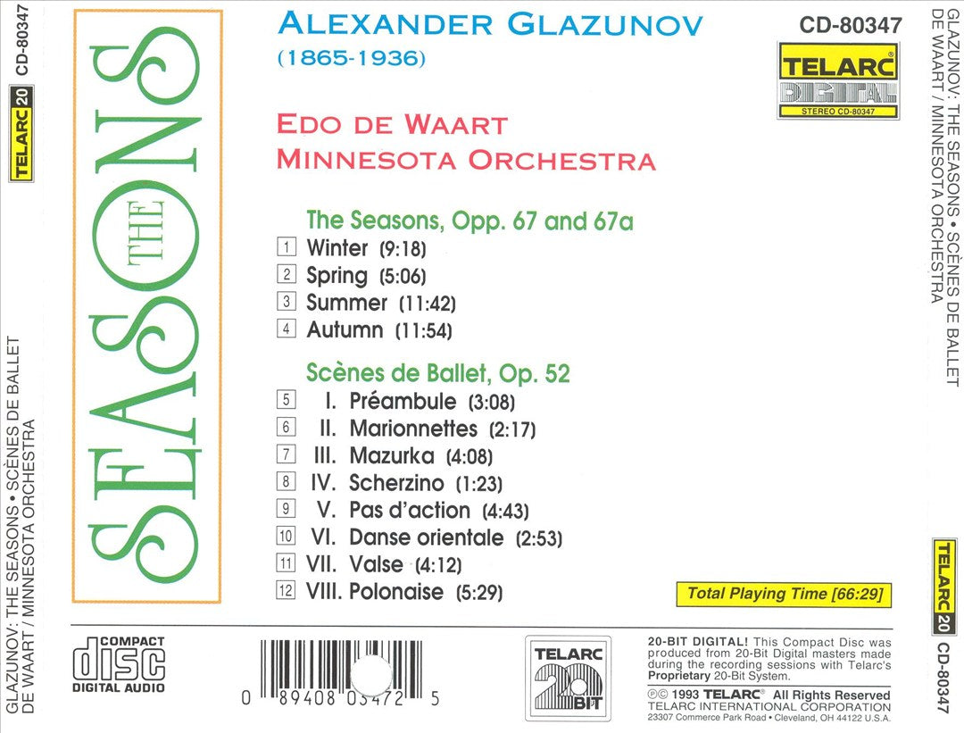 Alexander Glazunov: The Seasons cover art