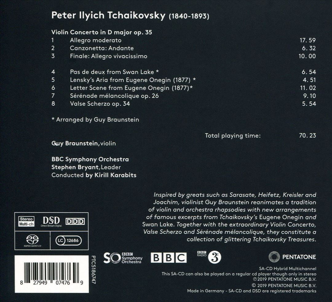 Tchaikovsky Treasures: Violin Concerto; Fantasies from Swan Lake and Eugene Onegin cover art