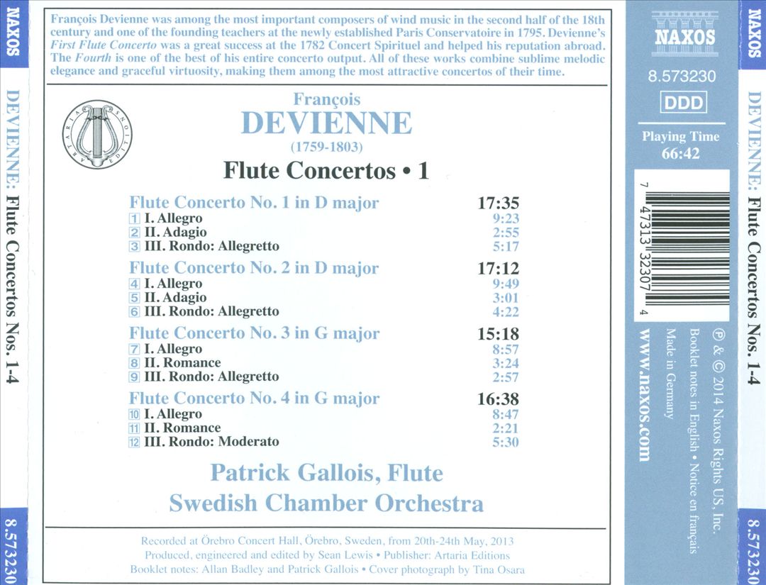 François Devienne: Flute Concertos Nos. 1-4 cover art