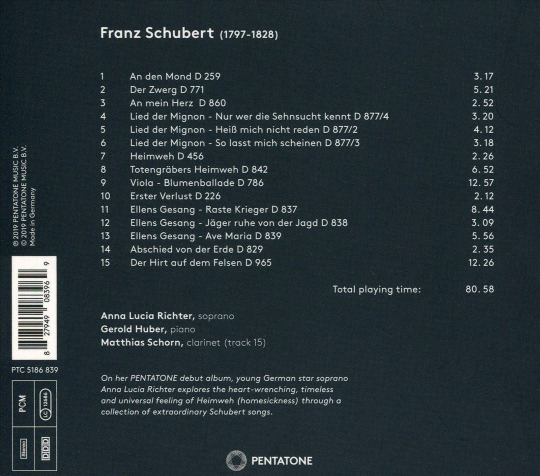 Heimweh: Schubert Lieder cover art
