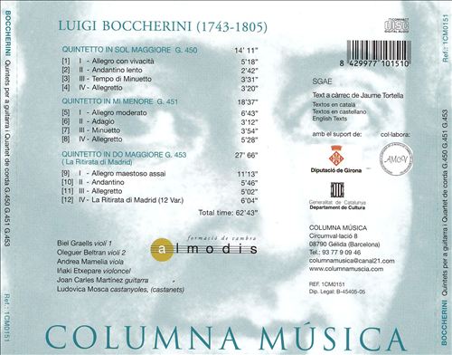 Boccherini: Quintets for guitar & string quintet, Vol. 3 cover art
