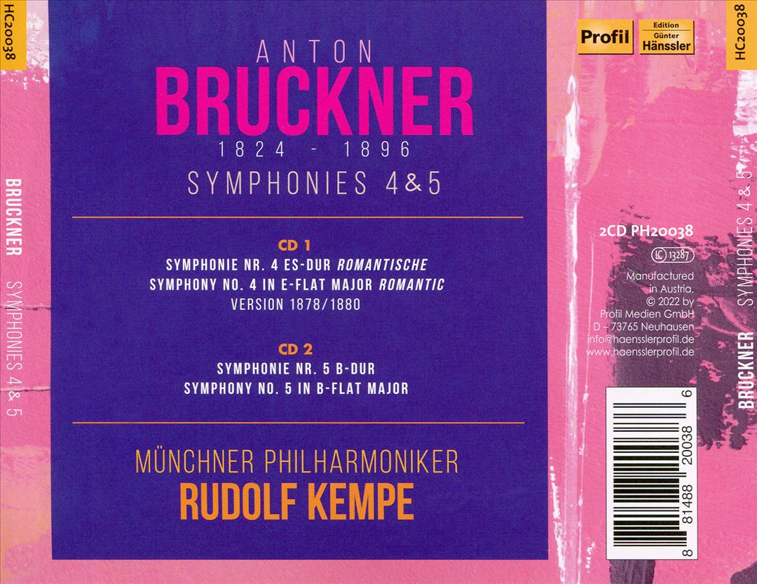 Bruckner: Symphonies 4 & 5 cover art