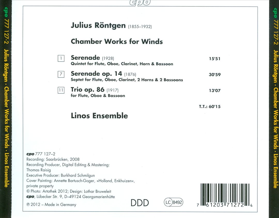 Julius Röntgen: Wind Serenades cover art