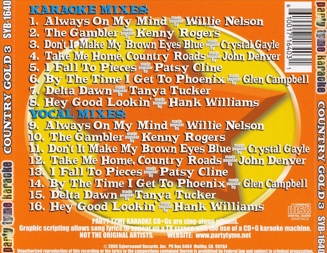 Party Tyme Karaoke: Country Gold, Vol. 3 cover art
