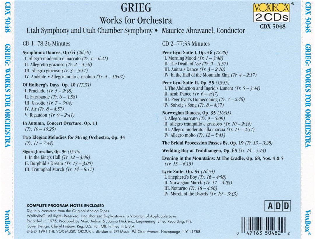 Grieg: Works for Orchestra cover art