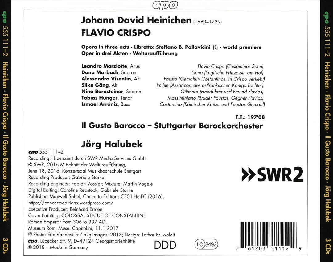 Johann David Heinichen: Flavio Crispo cover art