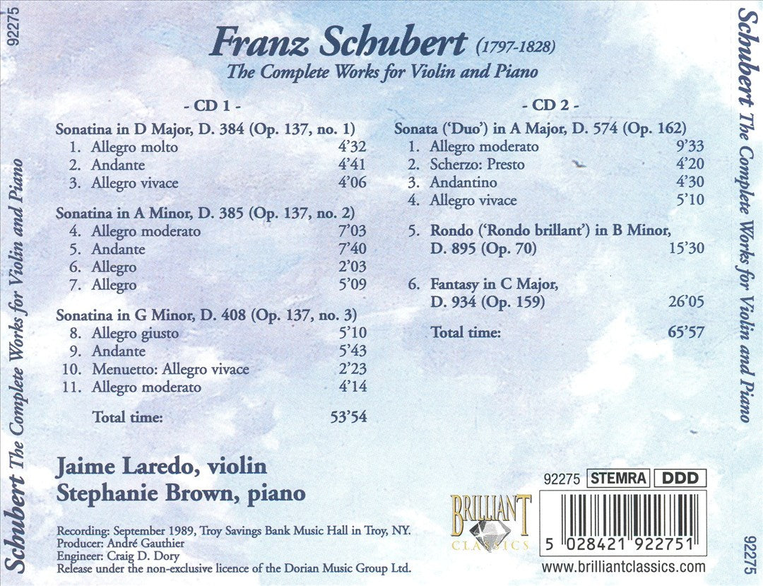 Schubert: The Complete Works for Violin and Piano cover art