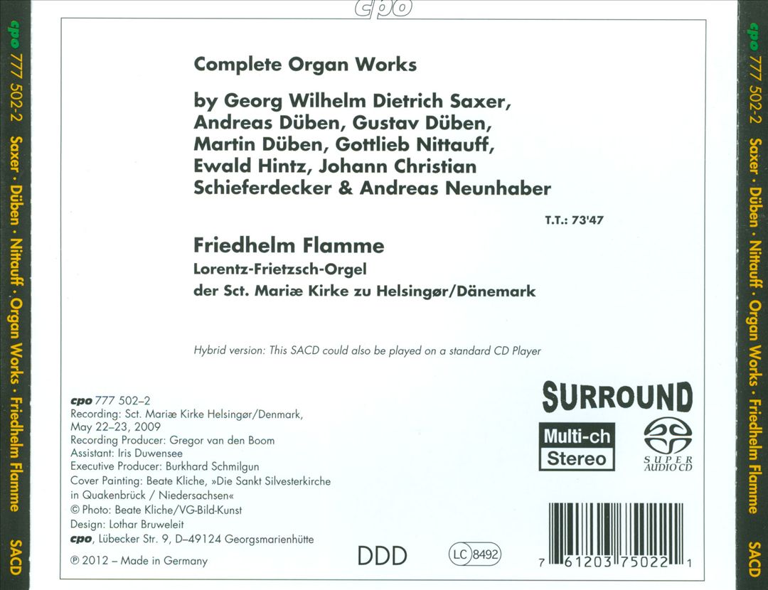 Complete Organ Works: Saxer, Düben, Schieferdecker cover art