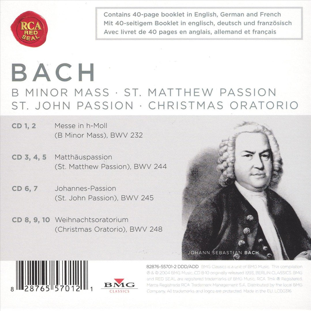 Bach: B Minor Mass; St. Matthew Passion; St. John Passion; Christmas Oratorio [Box Set] cover art