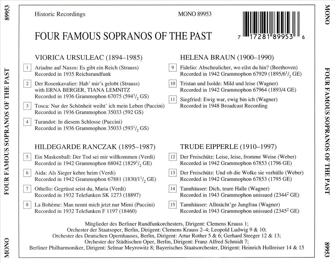 Four Famous Sopranos of the Past cover art