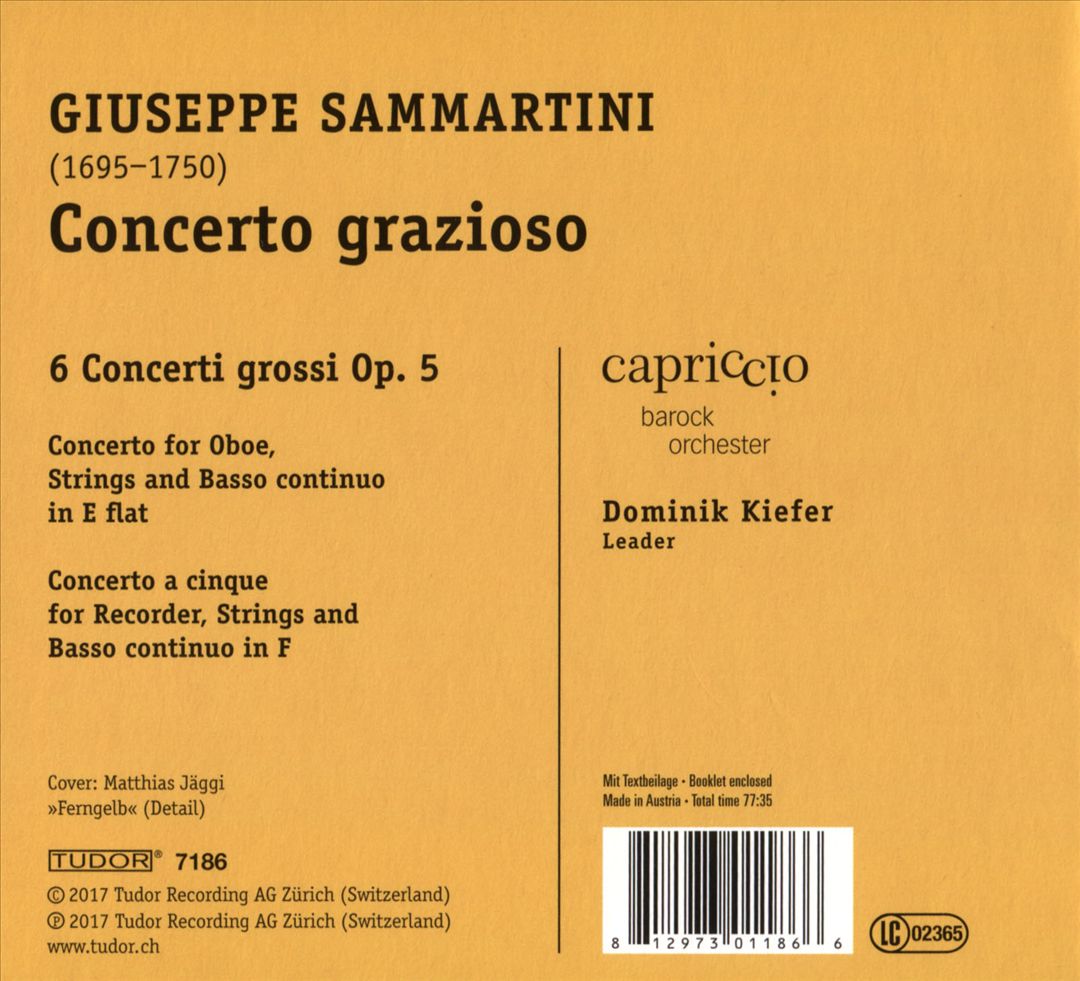 Giuseppe Sammartini: Concerto grazioso cover art