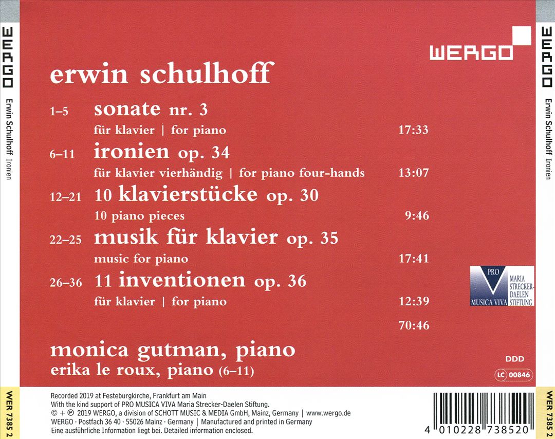Erwin Schulhoff: Ironien cover art