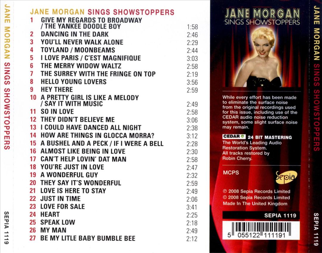 Jane Morgan Sings Showstoppers cover art