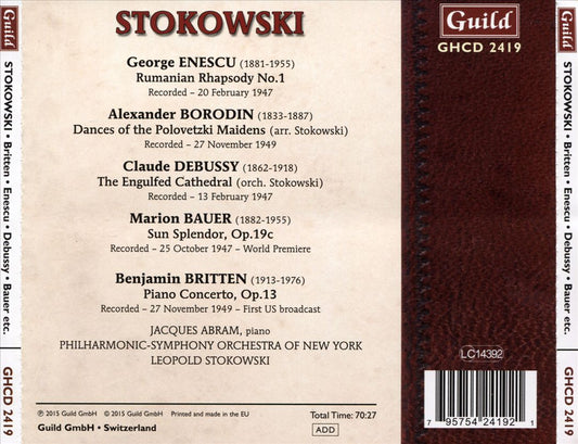 Britten: Piano Concerto; Enescu: Rumanian Rhapsody No. 1; Borodin: Dances of the Polovetzki Maidens; Debussy: The Engulfed Cathedral; Bauer: Sun Splendor cover art