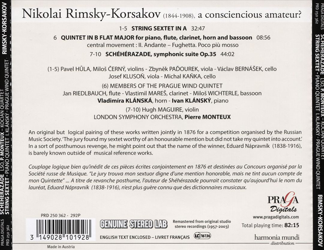 Rimsky-Korsakov: Shéhérazade, Op. 35; String Sextet in A; Quintet for Piano and Winds cover art