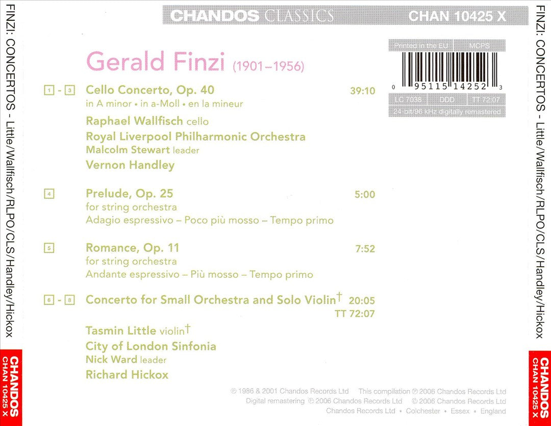 Gerald Finzi: Violin and Cello cover art