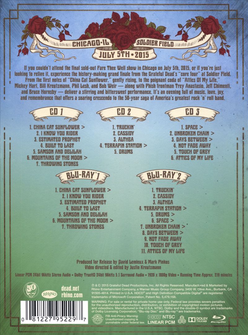 Fare Thee Well: Celebrating 50 Years of Grateful Dead - July 5, 2015 [Three-CD/Two-BR] cover art