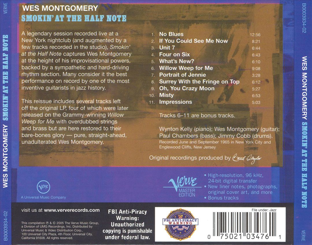 Smokin' at the Half Note [Bonus Tracks] cover art