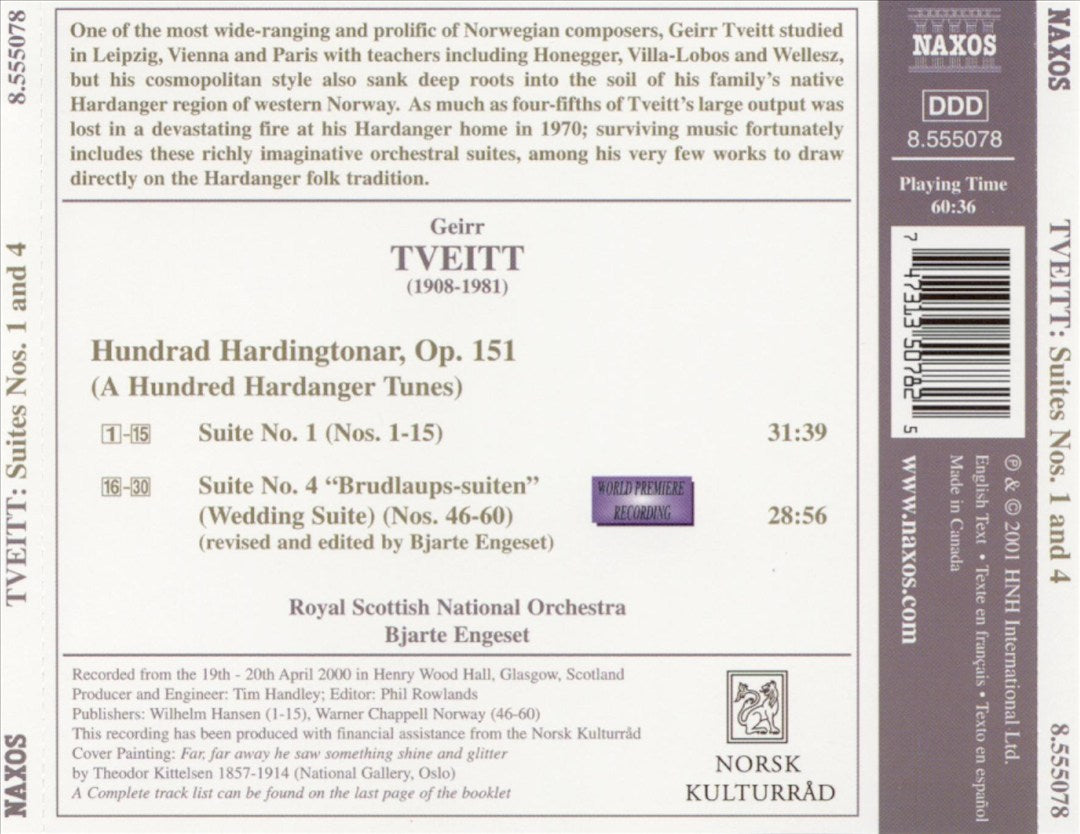 Geirr Tveitt: A Hundred Hardanger Tunes, Suites Nos. 1 & 4 cover art