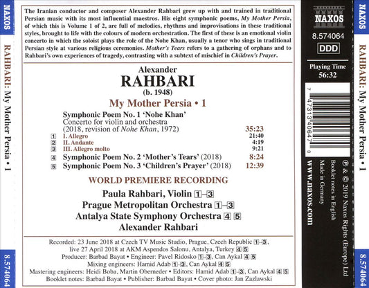 Alexander Rahbari: My Mother Persia - Symphonic Poems, Vol. 1 cover art