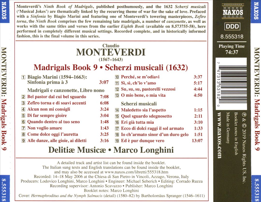 Monteverdi: Madrigals Book 9; Scherzi musicali cover art