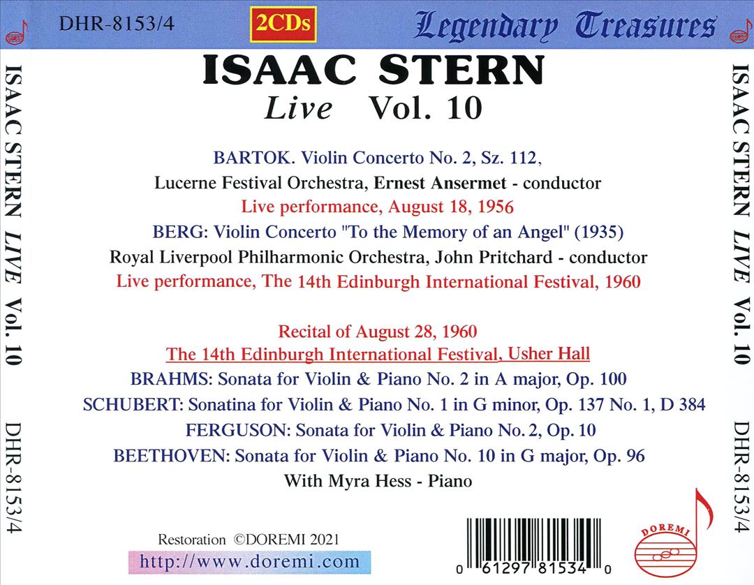 Isaac Stern Live, Vol. 10 cover art