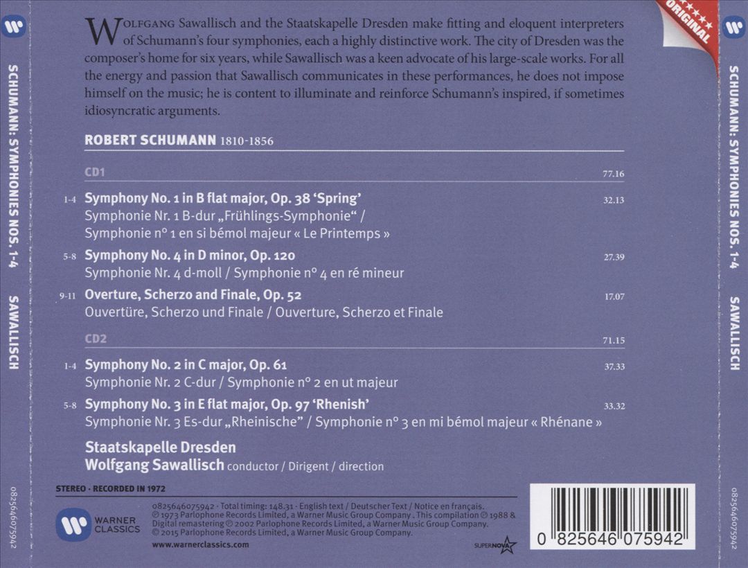 Schumann: Symphonies Nos. 1-4; Overture, Scherzo & Finale cover art