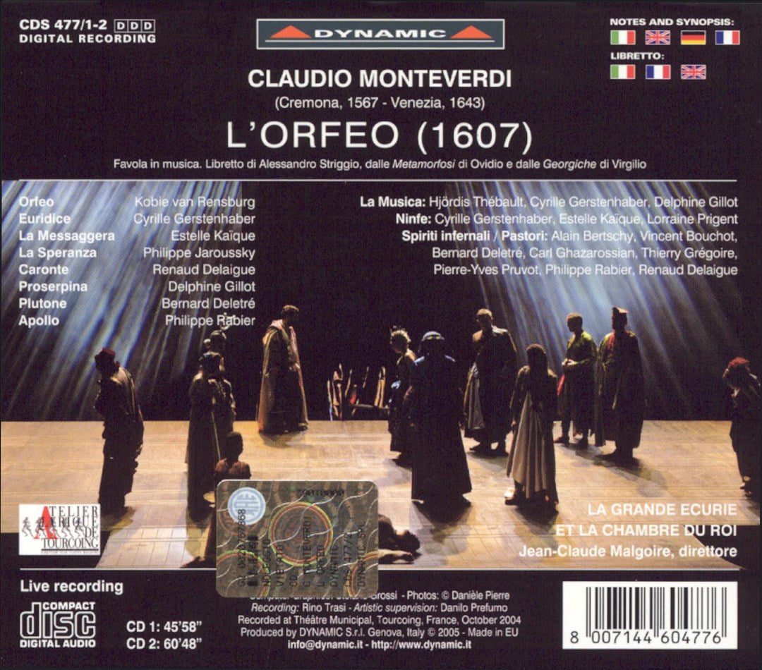 Monteverdi: L'Orfeo (1607) cover art