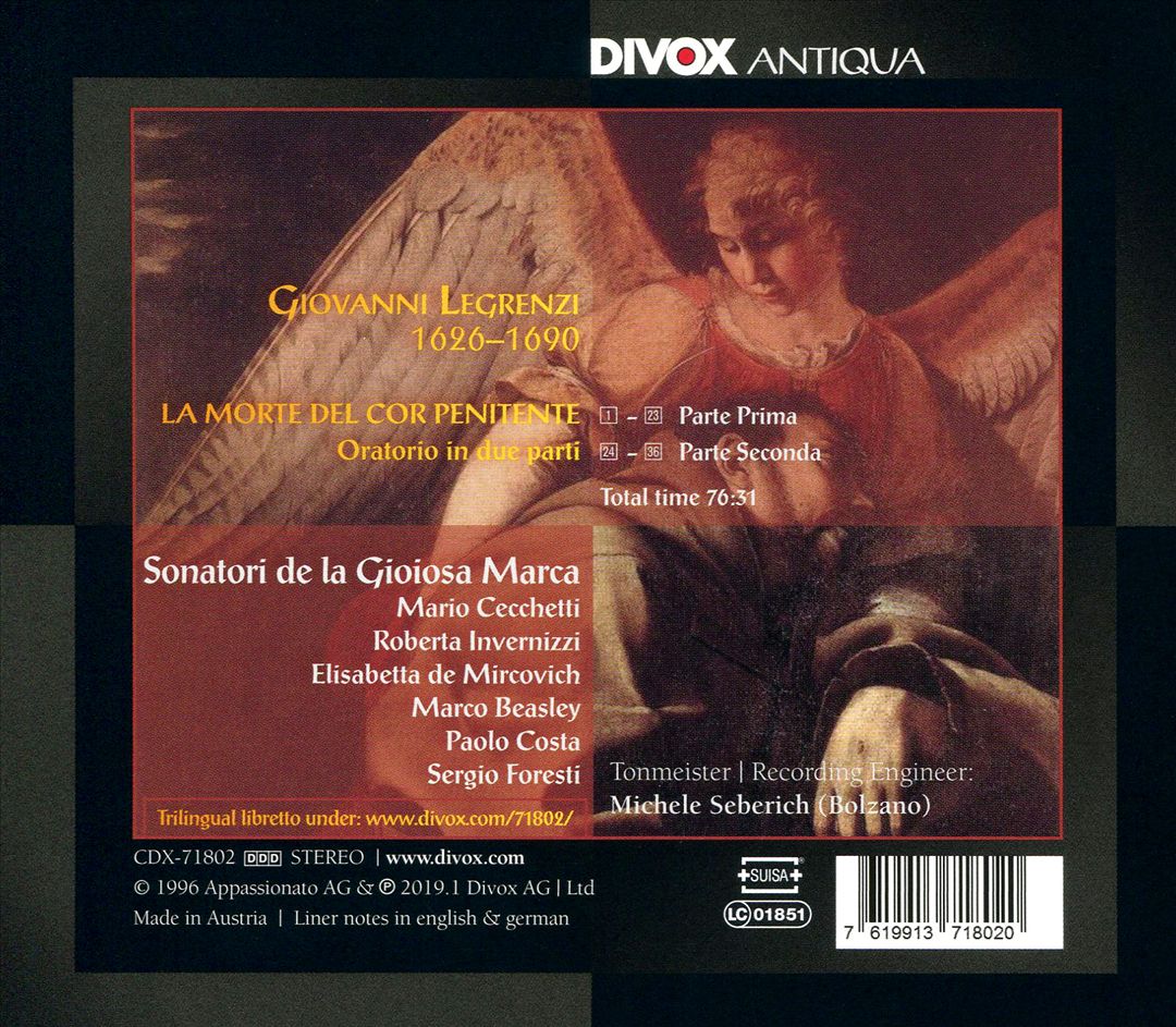 Giovanni Legrenzi: La Morte del Cor Penitente - Oratorio in Due Parte cover art