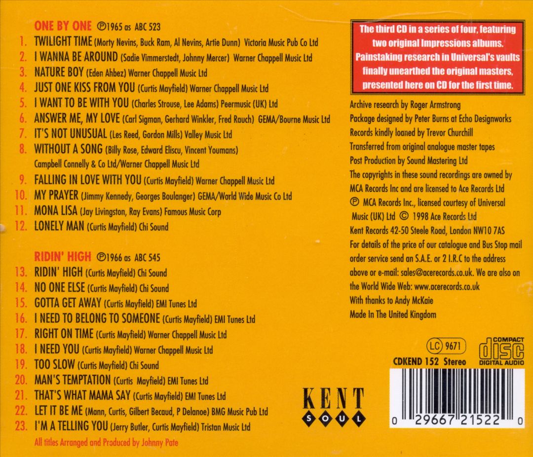 One by One/Ridin' High cover art