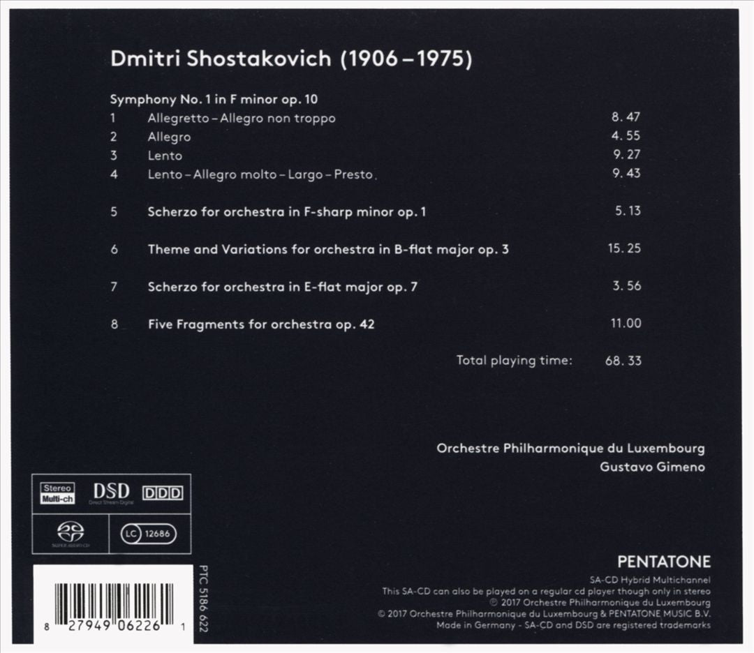Shostakovich: Symphony No. 1; Scherzi; Theme and Variations; Five Fragments cover art