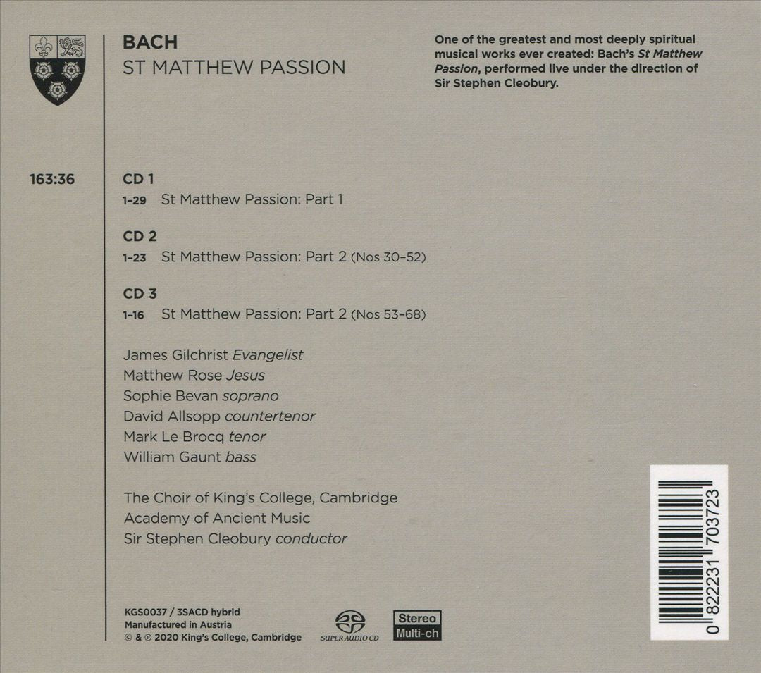 Bach: St. Matthew Passion cover art