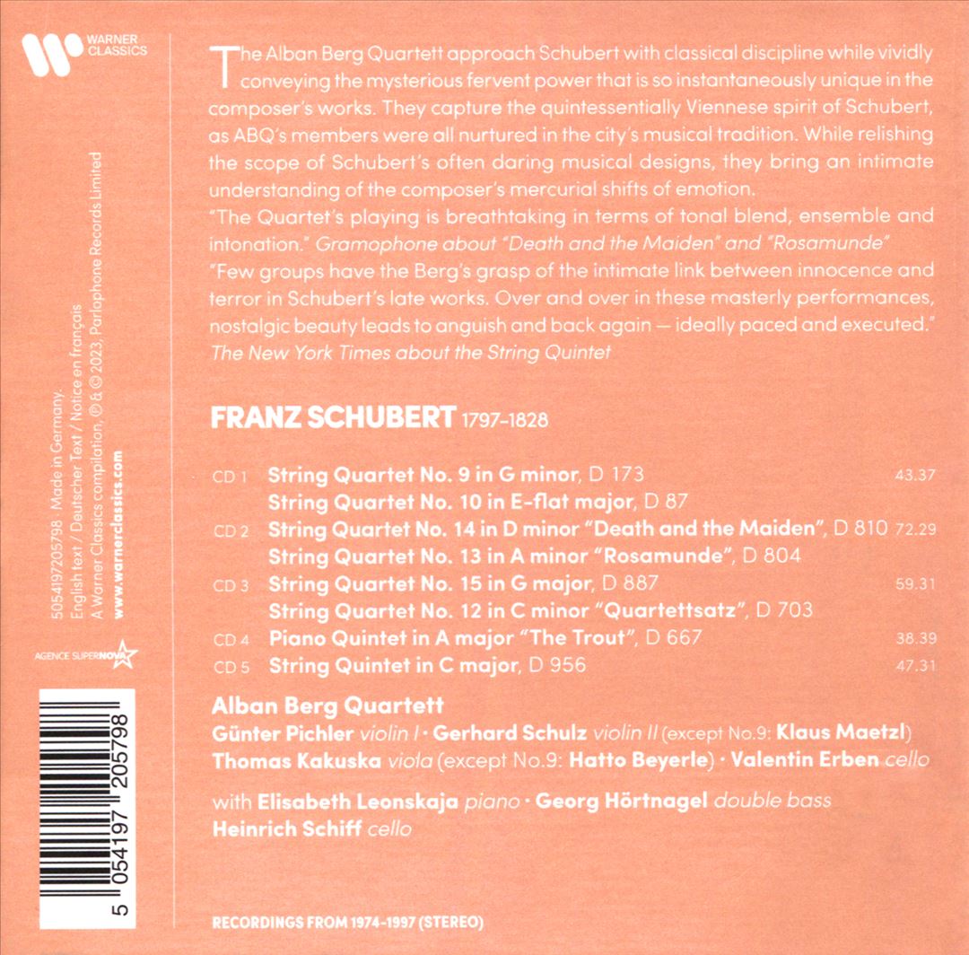 Schubert: String Quartets Nos. 9-10 & 12-15; Trout Quintet; String Quintet cover art