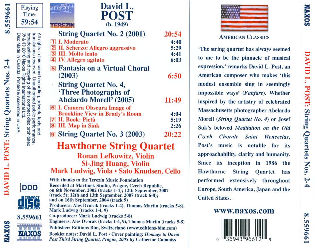 David L. Post: String Quartets Nos. 2-4 cover art