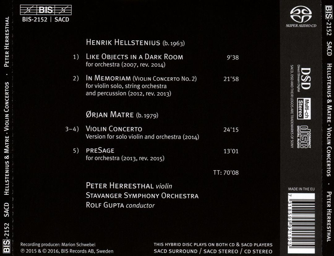 Henrik Hellstenius, Ørjan Matre: Violin Concertos cover art