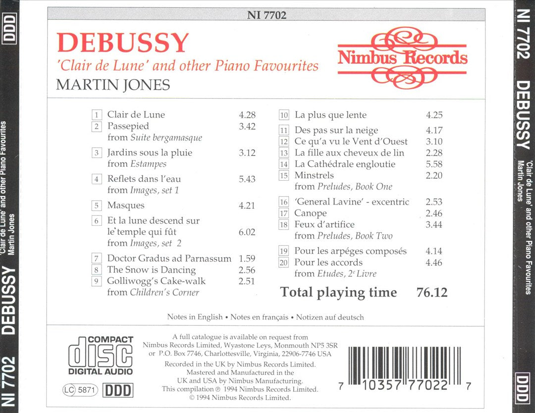 Debussy: Clair de Lune and other Piano Favourites cover art