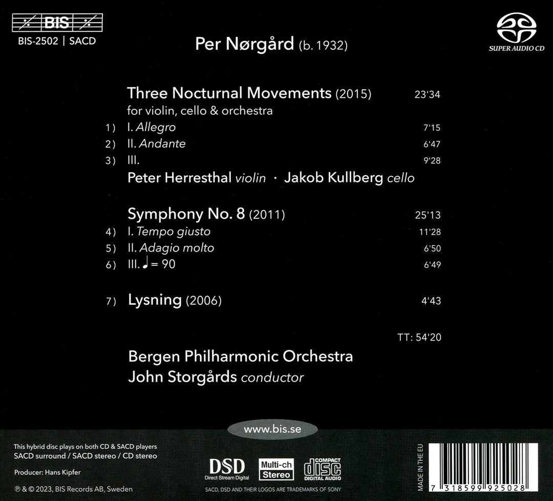 Per Nørgård: Symphony No. 8; 3 Nocturnal Movements; Lysning cover art