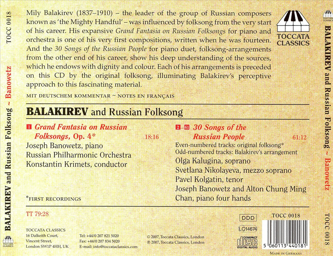 Balakirev and Russian Folksong cover art