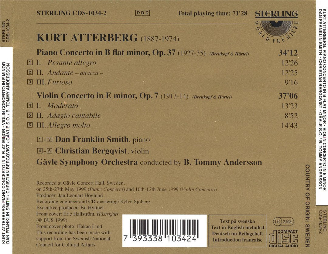 Kurt Atterberg: Violin Concerto; Piano Concerto cover art