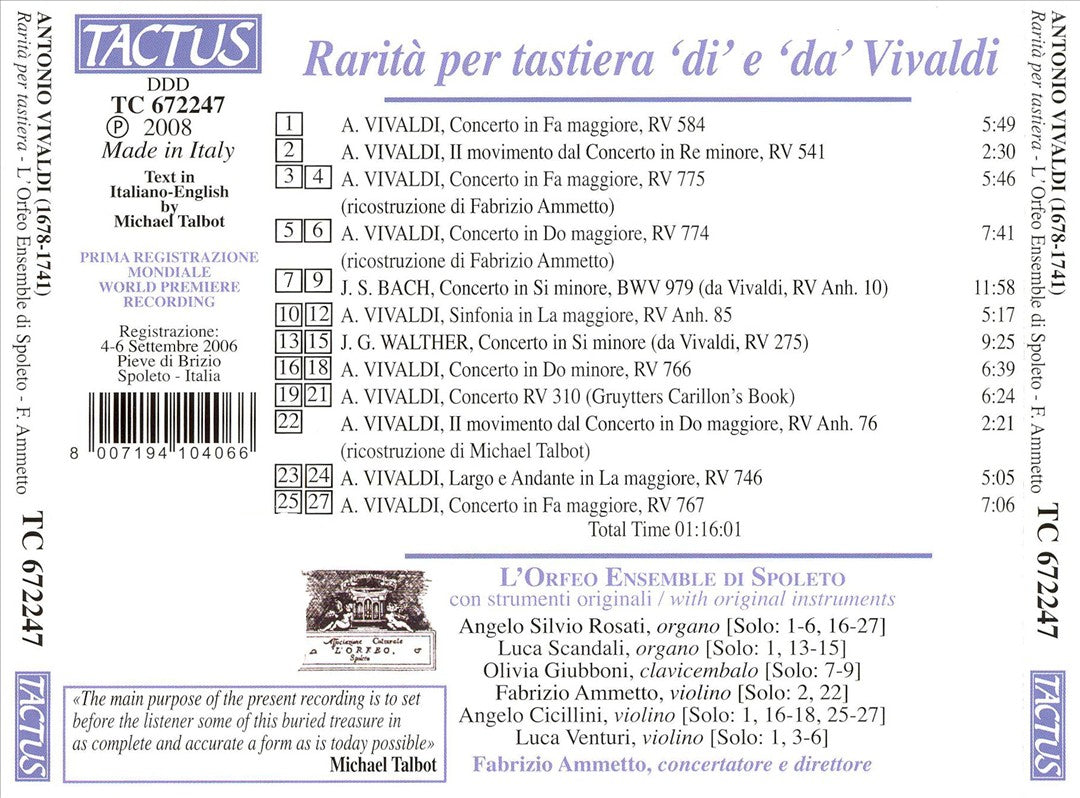 Vivaldi: Rarità per tastiera cover art