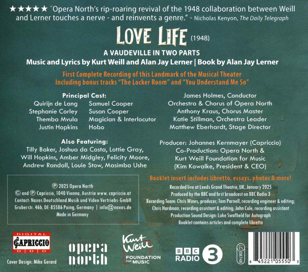 Kurt Weill: Love Life - A Vaudeville in Two Parts cover art