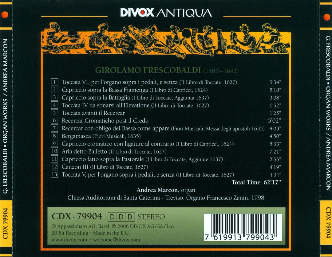 Organ Series, Vol. 6: Girolamo Frescobaldi cover art