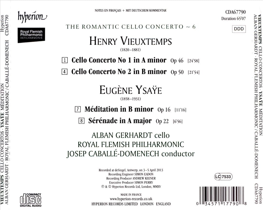 Romantic Cello Concerto, Vol. 6: Vieuxtemps, Ysaÿe cover art